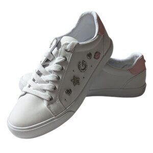 GBG Loa Angeles (G by Guess) White/Pink Round Toe Lace Up Sneakers Size 9 NWT